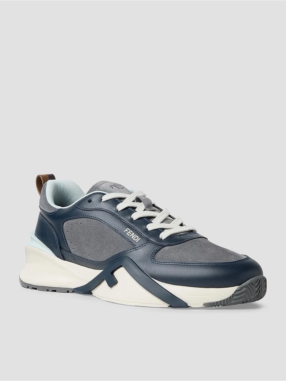 Fendi Flow Tonal Colorblocked Low-Top Sneakers in Blue/Grey Size 11